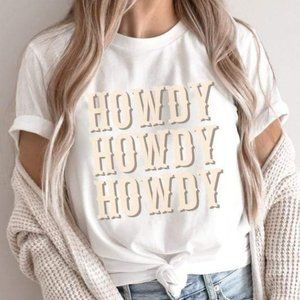 Howdy Howdy Howdy Graphic Tee-Wht